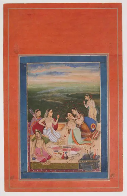 "Princess and Attendants on Balcony", Folio from the Davis Album — تصویر رکورد موزهٔ متروپولیتن (دسترسی آزاد)