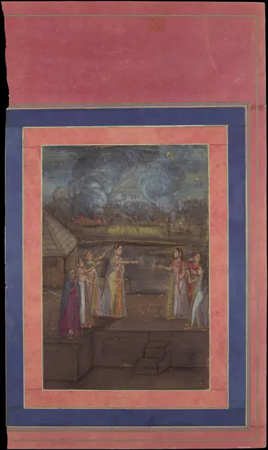 "Fireworks on the Night of Shab-i Barat Feast", Folio from the Davis Album — تصویر رکورد موزهٔ متروپولیتن (دسترسی آزاد)