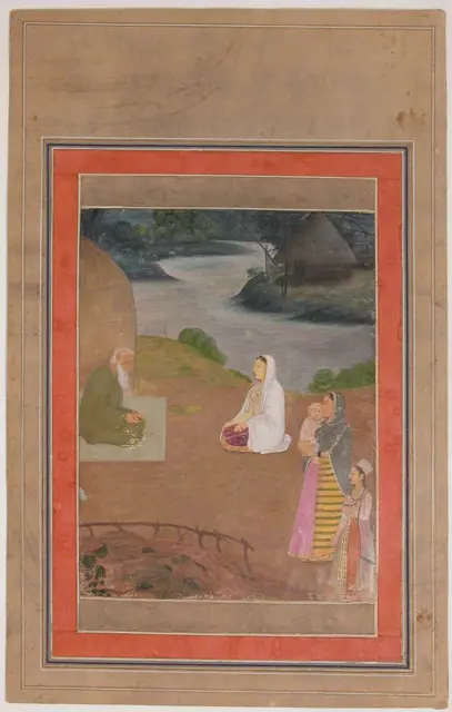 "Women Visiting a Hermit", Folio from the Davis Album — تصویر رکورد موزهٔ متروپولیتن (دسترسی آزاد)