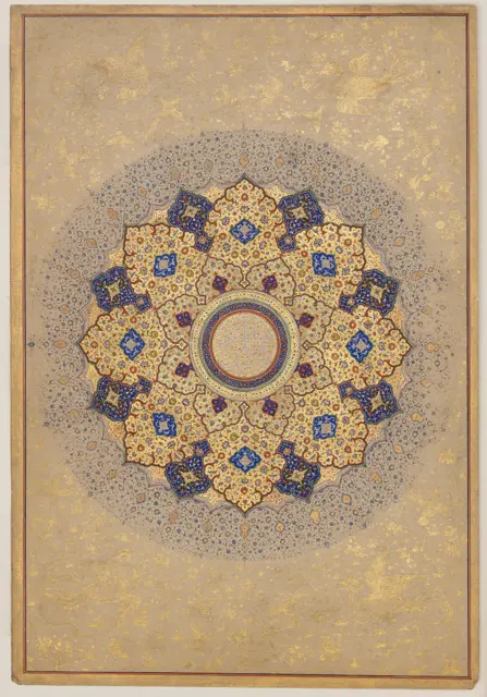 "Rosette Bearing the Names and Titles of Shah Jahan", Folio from the Shah Jahan Album — تصویر رکورد موزهٔ متروپولیتن (دسترسی آزاد)