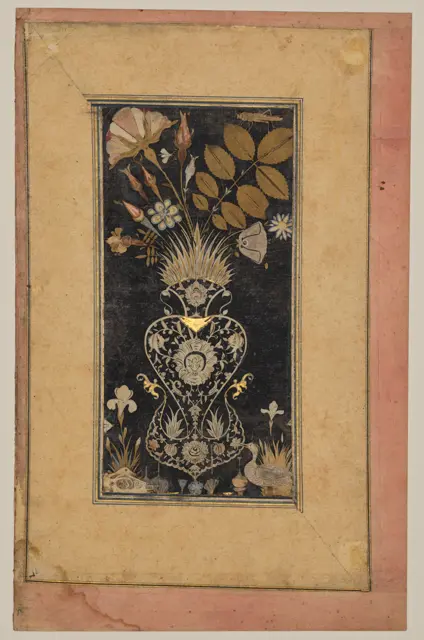 Album Page with Decoupe Vase of Flowers, Insects, and Birds — تصویر رکورد موزهٔ متروپولیتن (دسترسی آزاد)