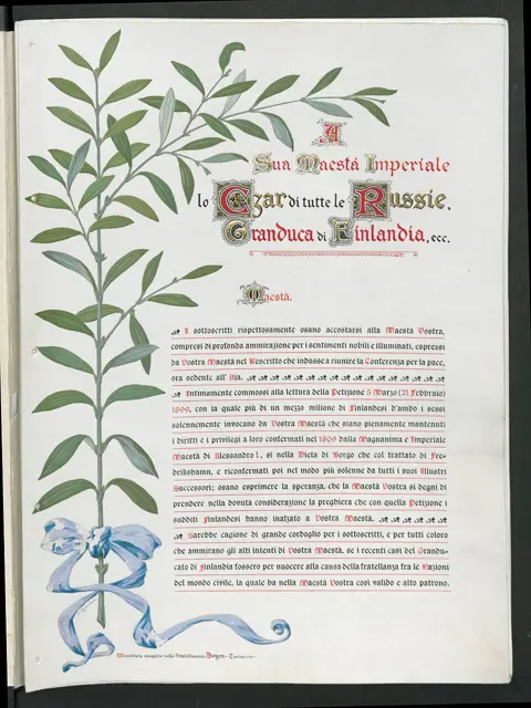 Pro Finlandia cultural petition 1899 — تصویر رکورد ویکیداده