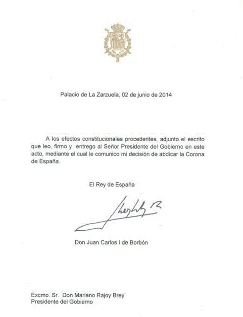 Act of abdication of King Juan Carlos I of Spain — تصویر رکورد ویکیداده