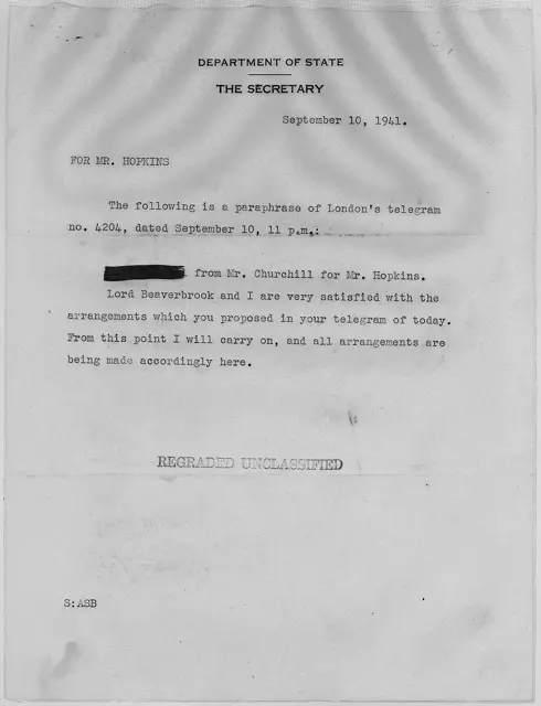Winston Churchill to Harry Hopkins — تصویر رکورد ویکی‌داده