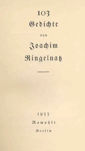 103 Poems by Joachim Ringelnatz — تصویر رکورد ویکی‌داده