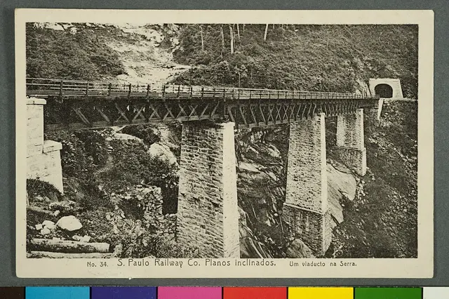 Nº 34. S. Paulo Railway Co. Planos Inclinados. um Viaducto na Serra — تصویر رکورد ویکیداده