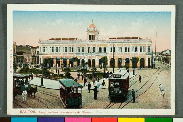 Santos. Largo do Rozario e Agencia do Correio. Bondes — تصویر رکورد ویکی‌داده
