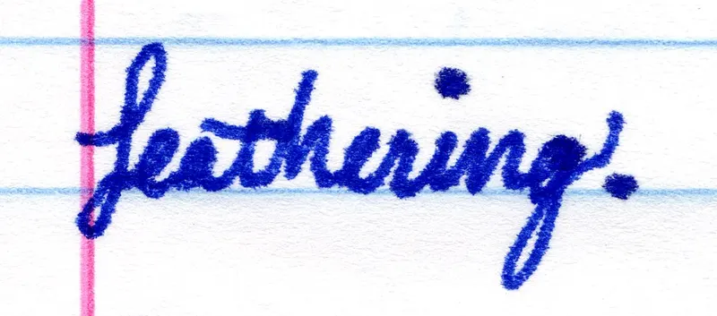 Fountain pen ink Feathering example with Levenger Cobalt Blue Ink — تصویر رکورد ویکیداده