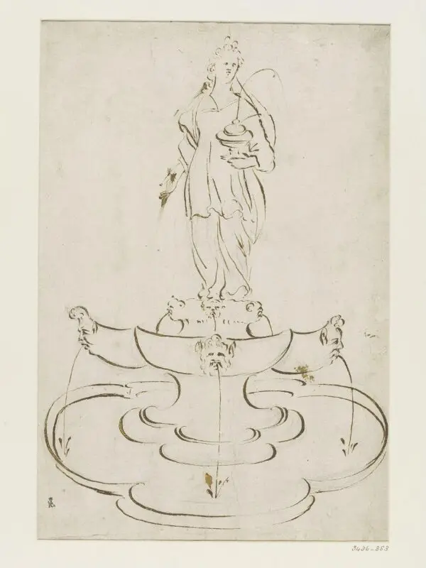 Drawing: Design for a fountain — تصویر رکورد موزهٔ ویکتوریا و آلبرت
