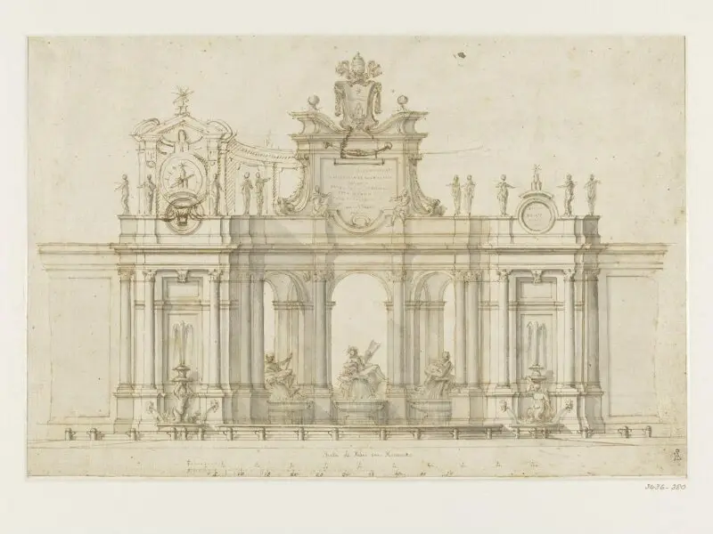 Drawing: Drawing of a Roman fountain — تصویر رکورد موزهٔ ویکتوریا و آلبرت