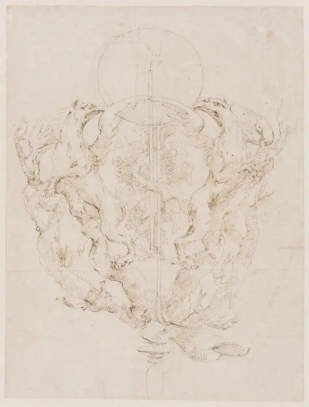 Drawing: Design for a table fountain — تصویر رکورد موزهٔ ویکتوریا و آلبرت