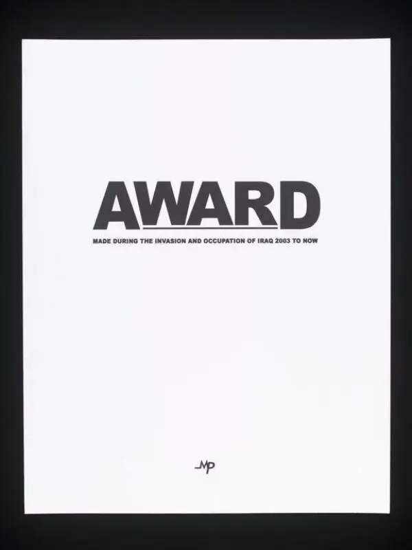 Document: Award. Made During the Invasion and Occupation of Iraq 2003 to Now. — تصویر رکورد موزهٔ ویکتوریا و آلبرت