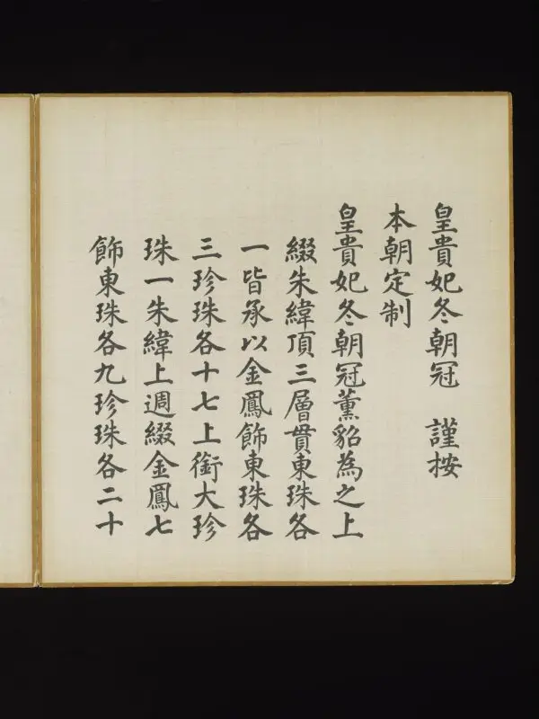 Illustrated manuscript: Explanatory text about the winter court caps worn by the Imperial concubines of the first rank — تصویر رکورد موزهٔ ویکتوریا و آلبرت