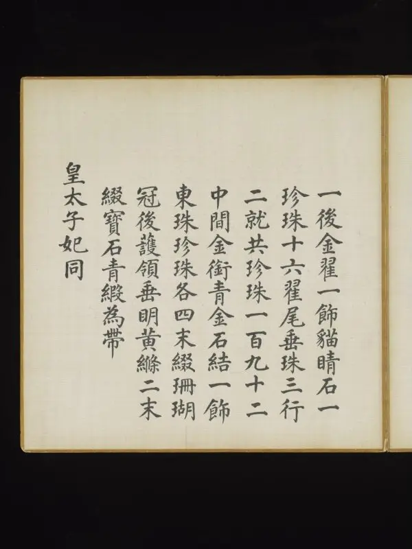 Illustrated manuscript: Explanatory text about the winter court caps worn by the Imperial concubines of the first rank — تصویر رکورد موزهٔ ویکتوریا و آلبرت