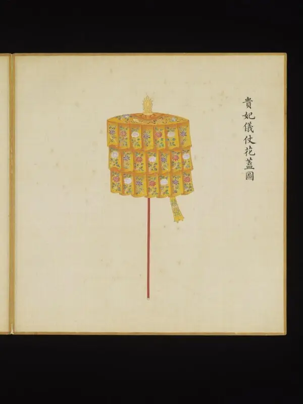 Painting: The State Flowery (Red) Umbrella Carried by the Guard of the Imperial Concubines of the First Rank — تصویر رکورد موزهٔ ویکتوریا و آلبرت
