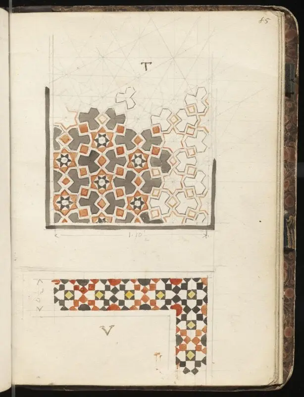 Sketchbook: Marble pavement from the fountain in Bayt al-Shaykh al-Mahdi al-Mufti, Cairo — تصویر رکورد موزهٔ ویکتوریا و آلبرت