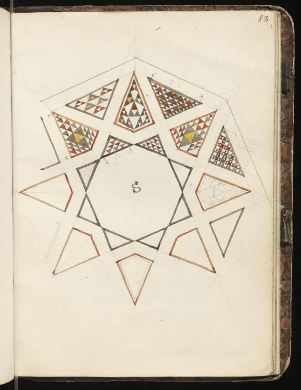 Sketchbook: Marble pavement from the fountain in Bayt al-Shaykh al-Mahdi al-Mufti, Cairo — تصویر رکورد موزهٔ ویکتوریا و آلبرت