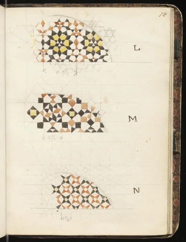 Sketchbook: Marble pavement from the fountain in Bayt al-Shaykh al-Mahdi al-Mufti, Cairo — تصویر رکورد موزهٔ ویکتوریا و آلبرت