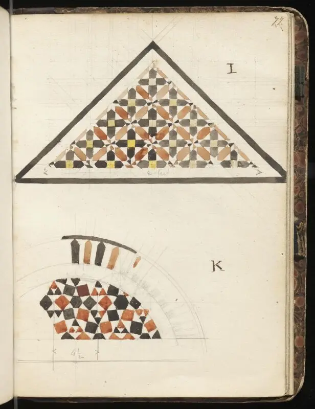 Sketchbook: Marble pavement from the fountain in Bayt al-Shaykh al-Mahdi al-Mufti, Cairo — تصویر رکورد موزهٔ ویکتوریا و آلبرت
