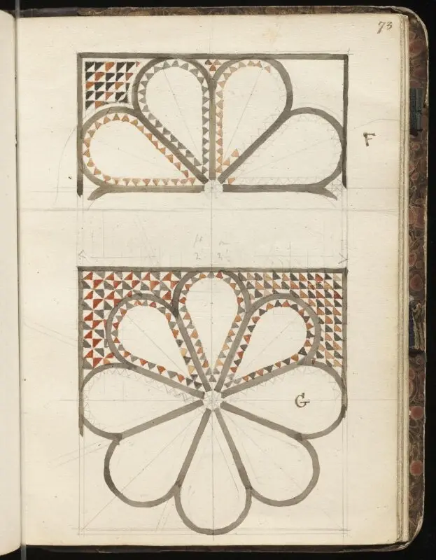 Sketchbook: Marble pavement from the fountain in Bayt al-Shaykh al-Mahdi al-Mufti, Cairo — تصویر رکورد موزهٔ ویکتوریا و آلبرت