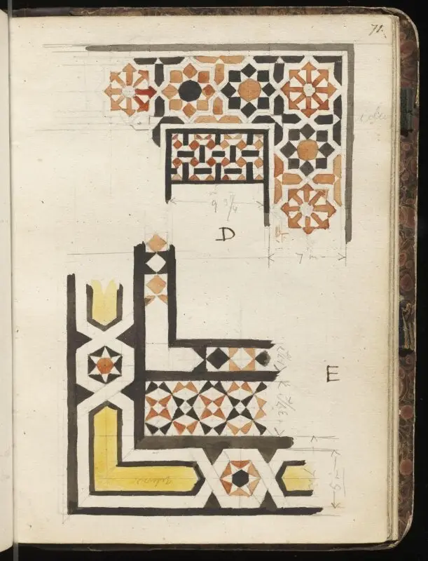 Sketchbook: Marble pavement from the fountain in Bayt al-Shaykh al-Mahdi al-Mufti, Cairo — تصویر رکورد موزهٔ ویکتوریا و آلبرت