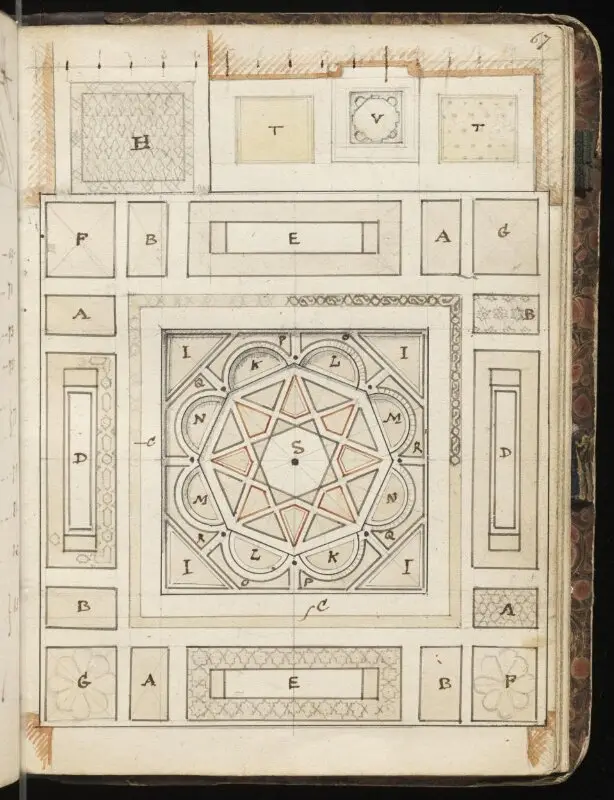 Sketchbook: Plan of a fountain in Bayt al-Shaykh al-Mahdi al-Mufti, Cairo — تصویر رکورد موزهٔ ویکتوریا و آلبرت