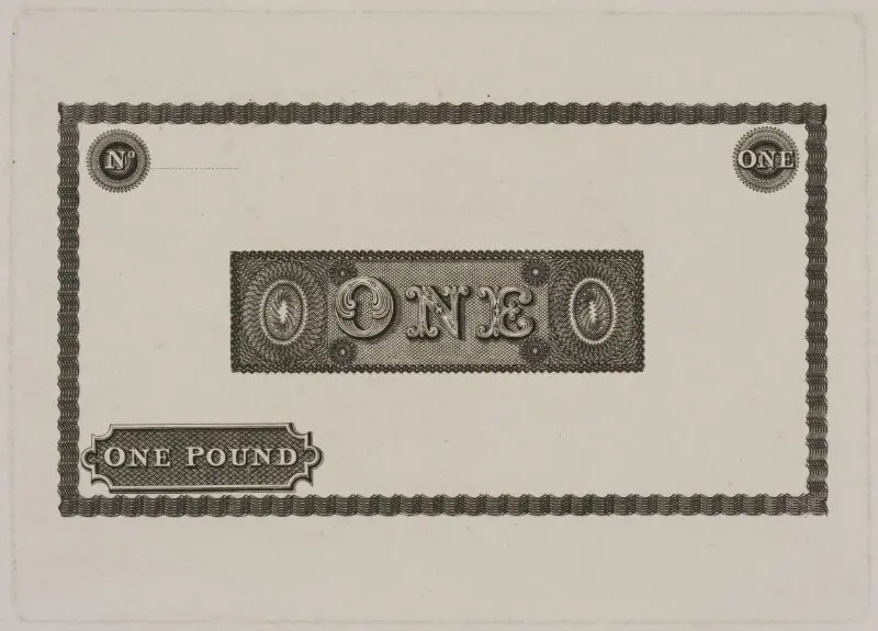 design: Design for a one-pound note — تصویر رکورد موزهٔ ویکتوریا و آلبرت