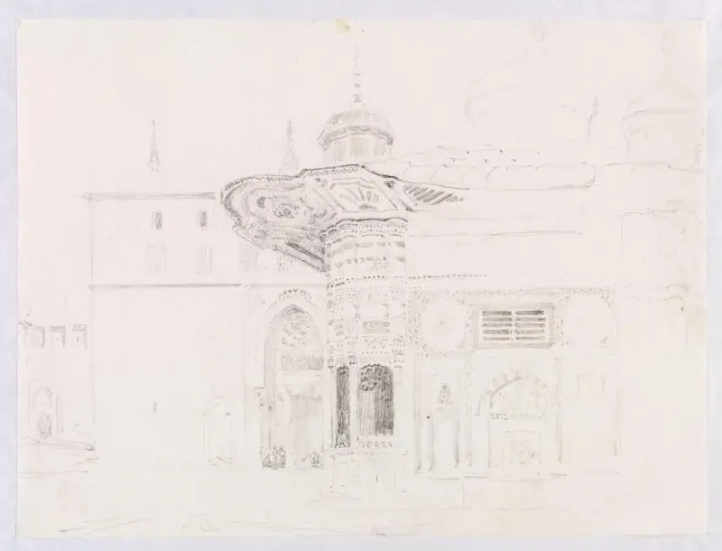 Drawing: Fountain of Ahmet III and Bab-i Hümayün, Constantinople — تصویر رکورد موزهٔ ویکتوریا و آلبرت
