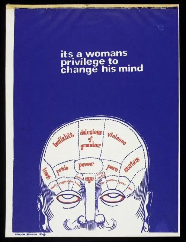 Poster: It's a woman's privilege to change his mind — تصویر رکورد موزهٔ ویکتوریا و آلبرت