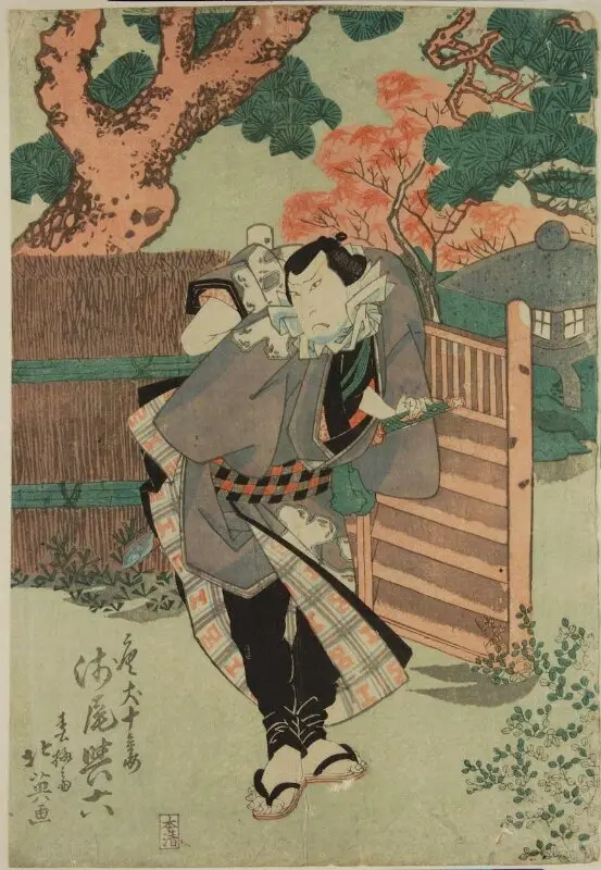 Woodblock print: Actor Asao Yoroku as Tōken Juemon — تصویر رکورد موزهٔ ویکتوریا و آلبرت