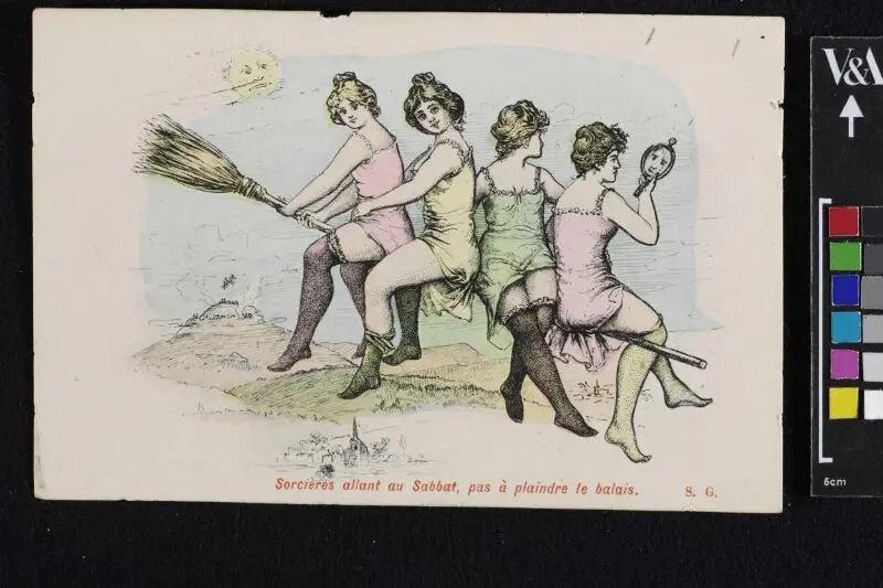 Postcard: Sorcières aliant au Sabbat, pas à plaindre le balais — تصویر رکورد موزهٔ ویکتوریا و آلبرت