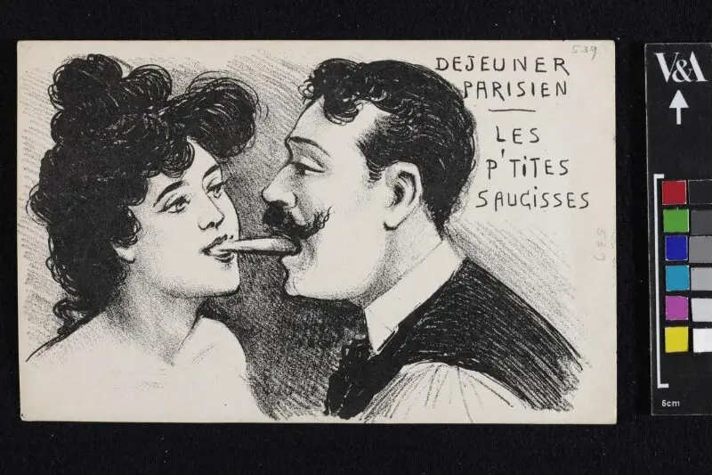 Postcard: Dejeuner Parisien. Les P'tites Saucisses — تصویر رکورد موزهٔ ویکتوریا و آلبرت