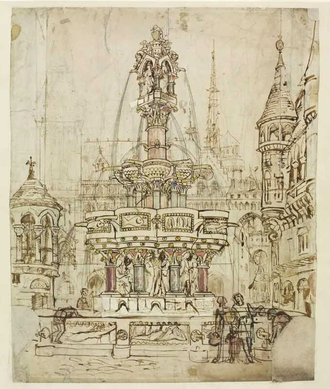 Drawing: Sketch for a Fountain for the City of Gloucester — تصویر رکورد موزهٔ ویکتوریا و آلبرت