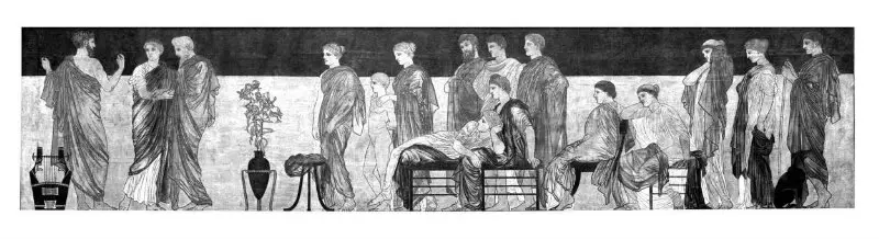 Painting: 'An Ancient Greek Audience watching a performance of Antigone by Sophocles' — تصویر رکورد موزهٔ ویکتوریا و آلبرت