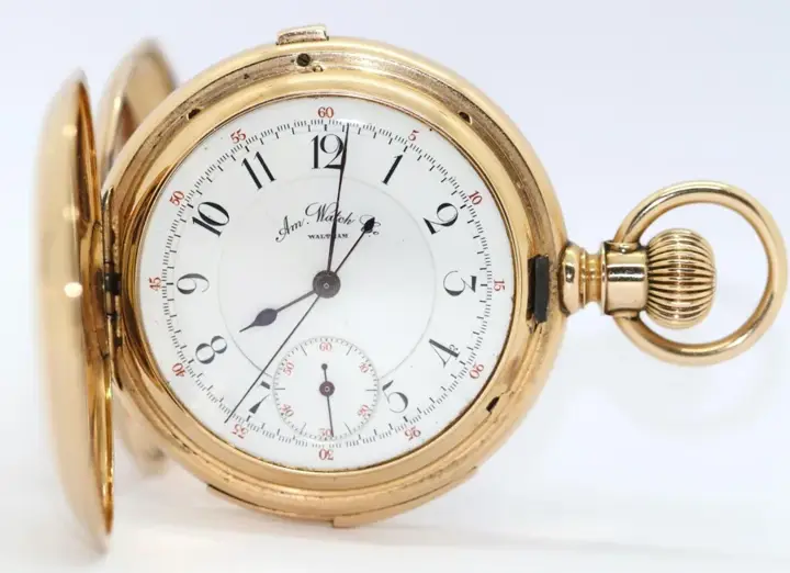14K Gold American Watch Co. Waltham, Chronograph Repeater – 1895 — عکس ۵ از رکورد آرشیو WatchMuseum