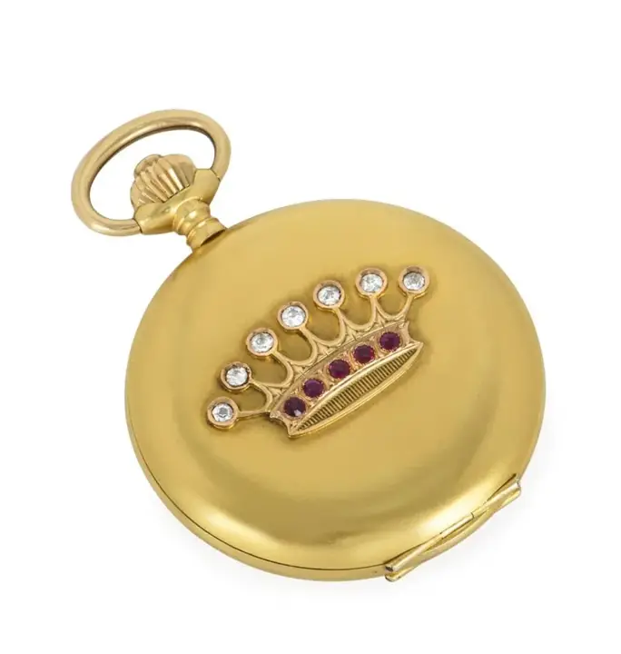 18Kt Yellow Gold Wind Lever Pocket Watch with a Crown Motif – 18th Century — عکس ۳ از رکورد آرشیو WatchMuseum