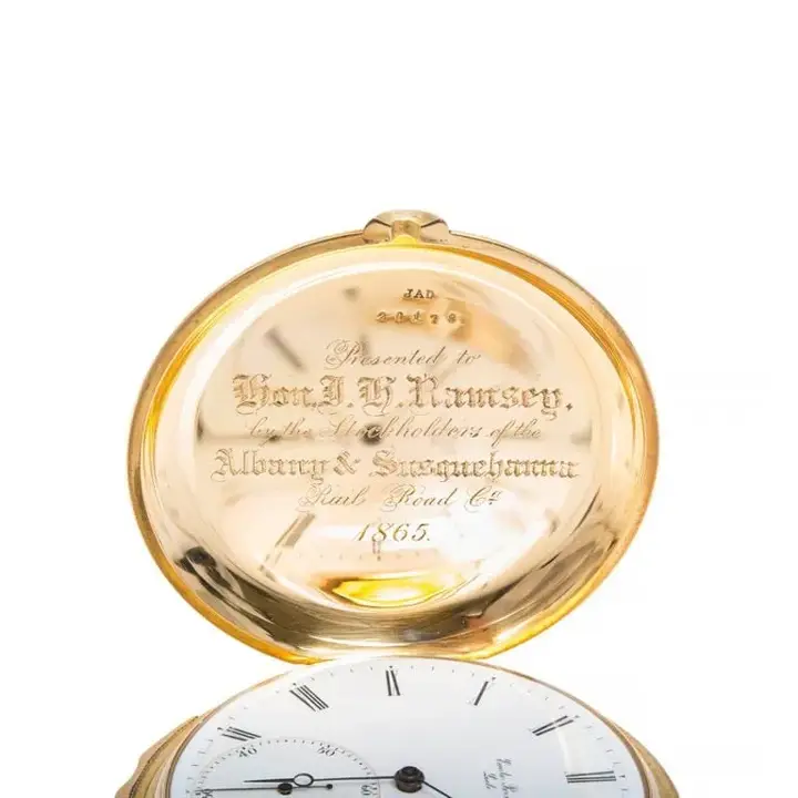 A & S Railway Gold Minute Repeating Pocket Watch Presented to J.H. Ramsey – 1865 — عکس ۴ از رکورد آرشیو WatchMuseum