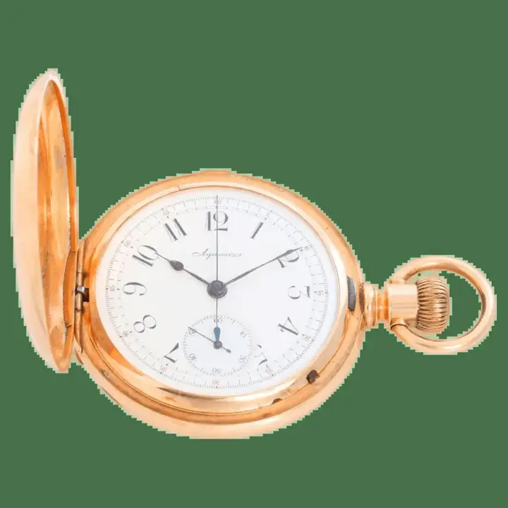 Agassiz Chronograph 14K Yellow Gold Pocket Watch – 20th Century — عکس ۱ از رکورد آرشیو WatchMuseum