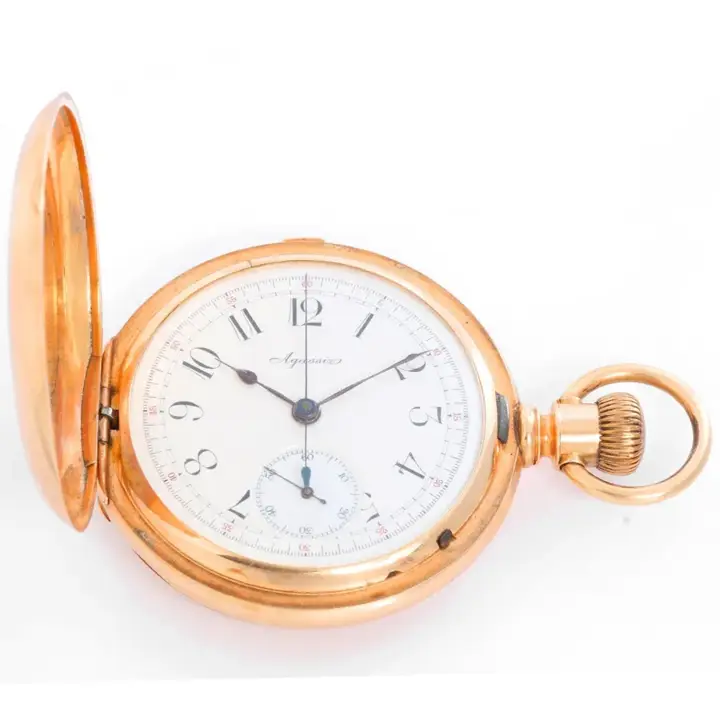 Agassiz Chronograph 14K Yellow Gold Pocket Watch – 20th Century — عکس ۴ از رکورد آرشیو WatchMuseum