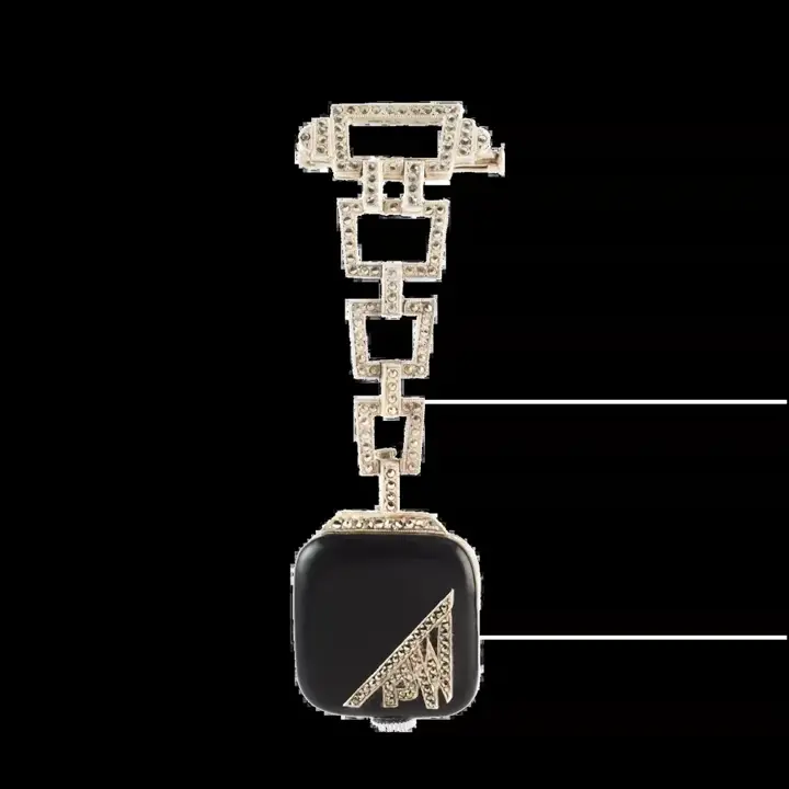 An Art Deco Silver Marcasite Enamel Watch Brooch – 1920 — عکس ۱ از رکورد آرشیو WatchMuseum
