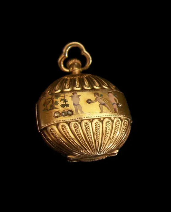14k Gold Pendant Watch, Enamel Putti & Diamonds, Switzerland – 1870 — عکس ۲ از رکورد آرشیو WatchMuseum
