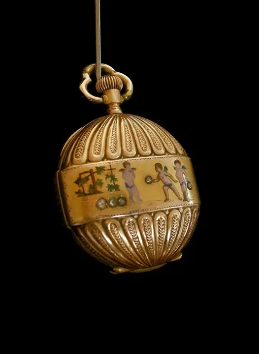 14k Gold Pendant Watch, Enamel Putti & Diamonds, Switzerland – 1870 — عکس ۵ از رکورد آرشیو WatchMuseum