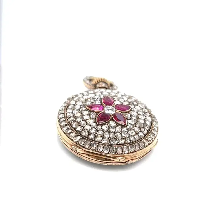 Antique Ruby Diamond Pendant Watch – 1880 — عکس ۳ از رکورد آرشیو WatchMuseum