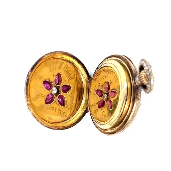 Antique Ruby Diamond Pendant Watch – 1880 — عکس ۸ از رکورد آرشیو WatchMuseum