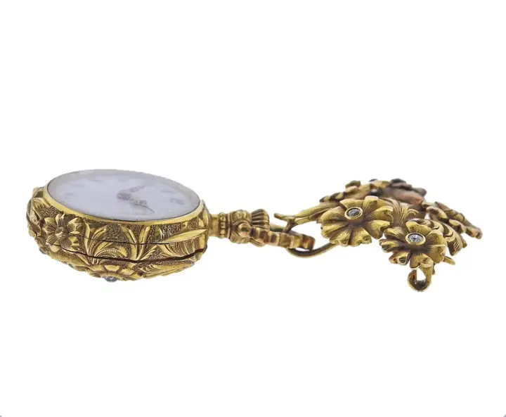 Art Nouveau Gold Diamond Lapel Pocket Watch – 19th Century — عکس ۳ از رکورد آرشیو WatchMuseum