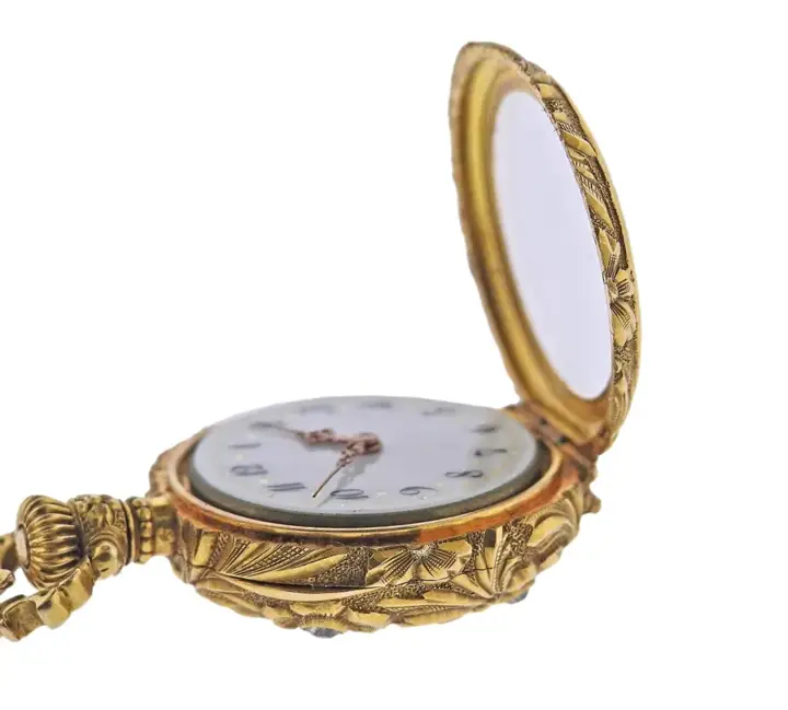 Art Nouveau Gold Diamond Lapel Pocket Watch – 19th Century — عکس ۵ از رکورد آرشیو WatchMuseum