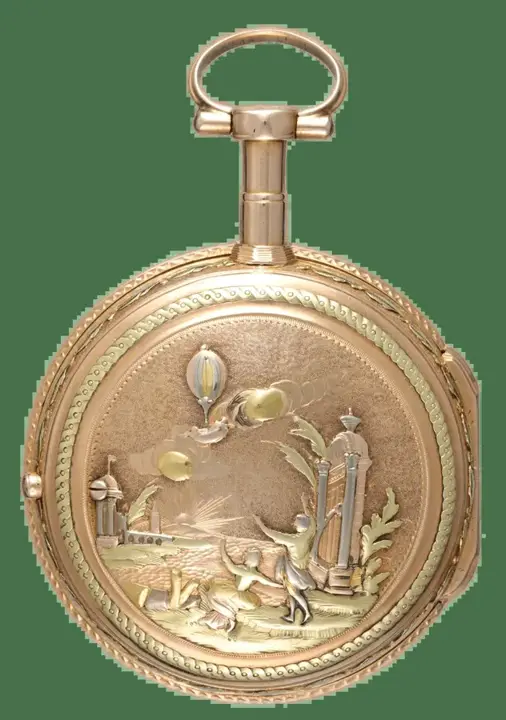 BALLOONING SCENE THREE COLOUR GOLD VERGE – Circa 1785 — عکس ۱ از رکورد آرشیو WatchMuseum