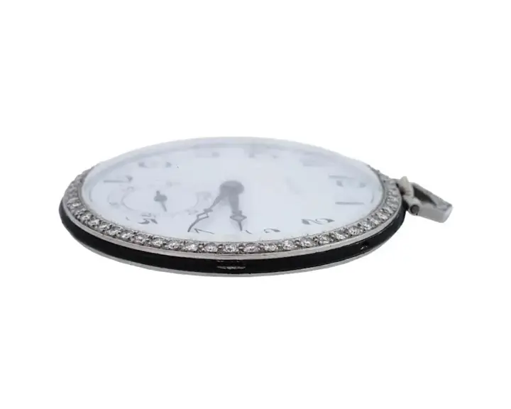British Swan Platinum Diamond Enamel Pocket Watch – 20th Century — عکس ۳ از رکورد آرشیو WatchMuseum