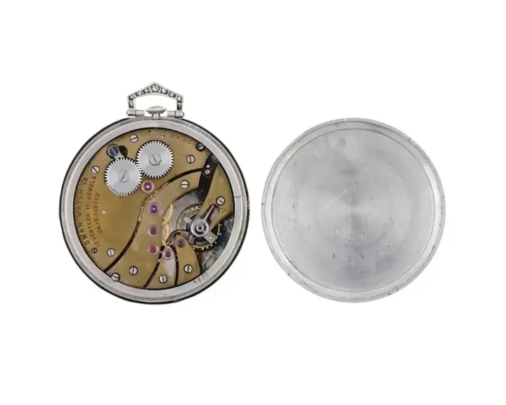 British Swan Platinum Diamond Enamel Pocket Watch – 20th Century — عکس ۵ از رکورد آرشیو WatchMuseum