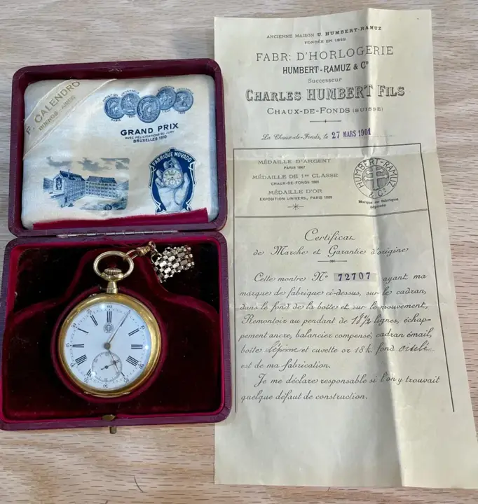 Charles Humbert Fils 18 Karat Pocket Watch – 1901 — عکس ۲ از رکورد آرشیو WatchMuseum